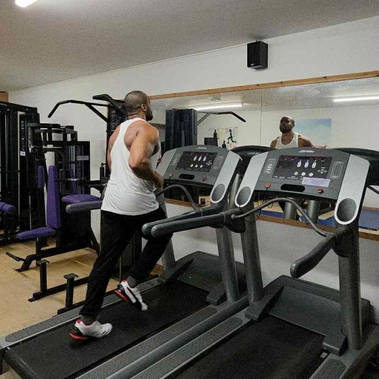Ashley running on a treadmill